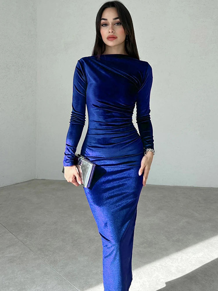 Vestido Midi Elegância Velvet - Primavera Verão 2024