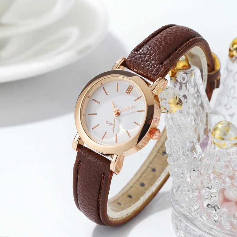 Fashion Small Dial Women Watches Casual Leather Band Quartz Watch