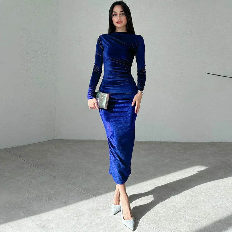 Vestido Midi Elegância Velvet - Primavera Verão 2024