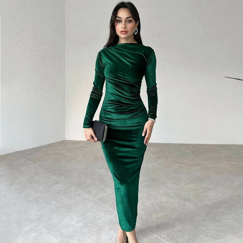 Vestido Midi Elegância Velvet - Primavera Verão 2024