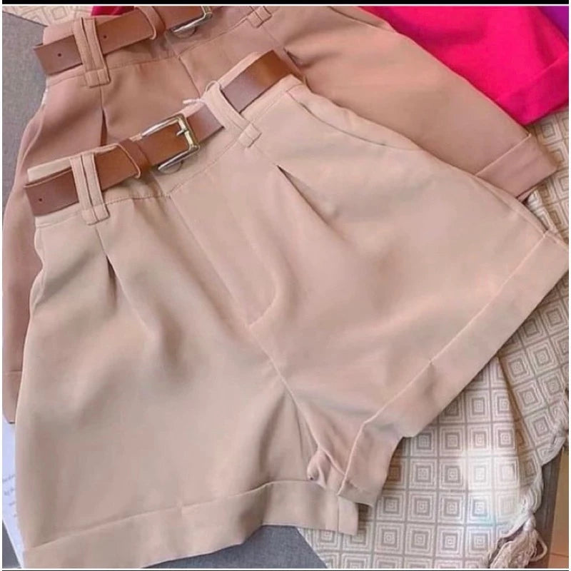 Short Feminino Alfaiataria Social com Cinto Cintura